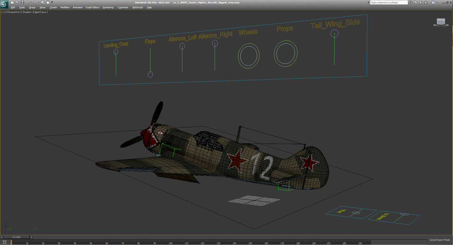 3D model La 5 WWII Soviet Fighter Aircraft Rigged