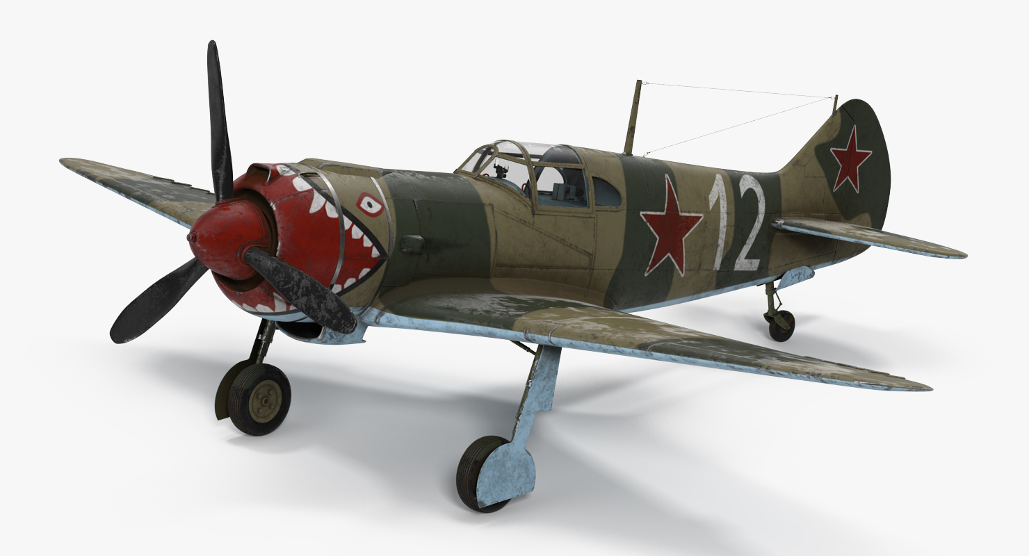 3D model La 5 WWII Soviet Fighter Aircraft Rigged