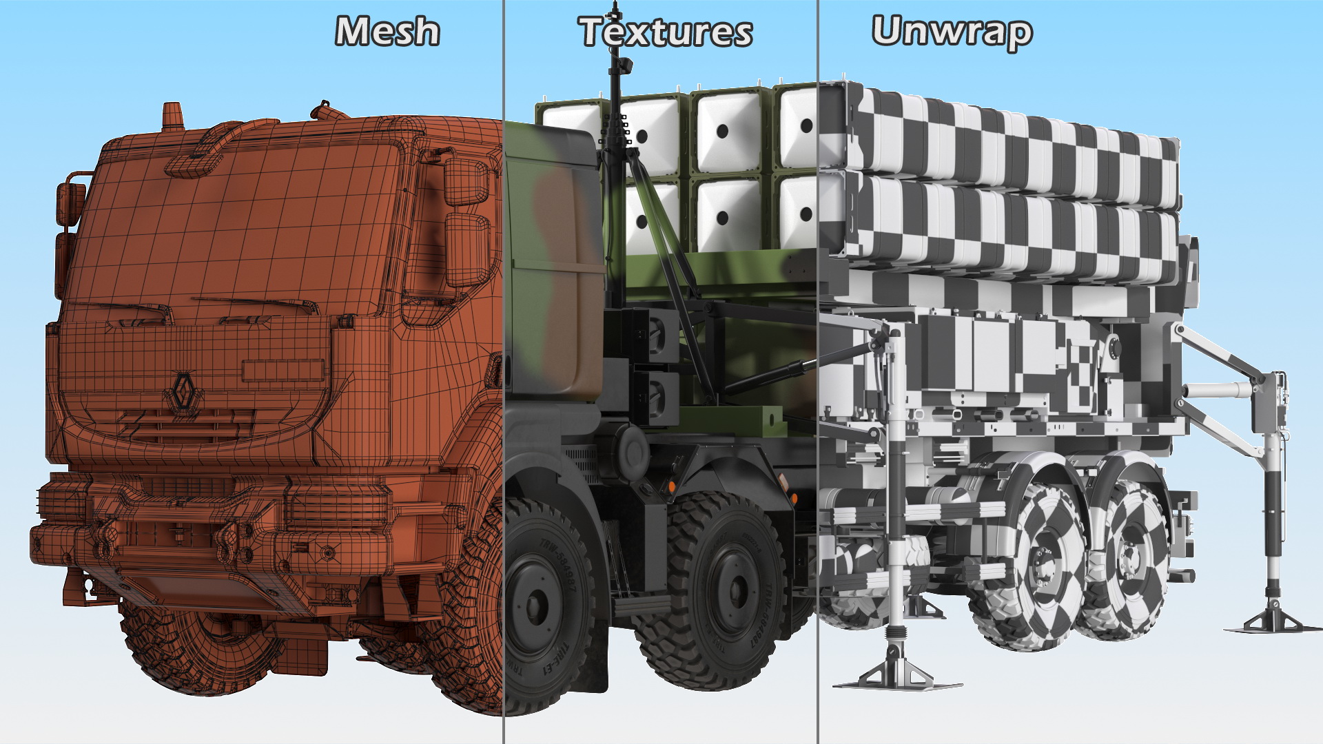 3D SAMP-T Medium Range Air Defense Missile System Rigged model