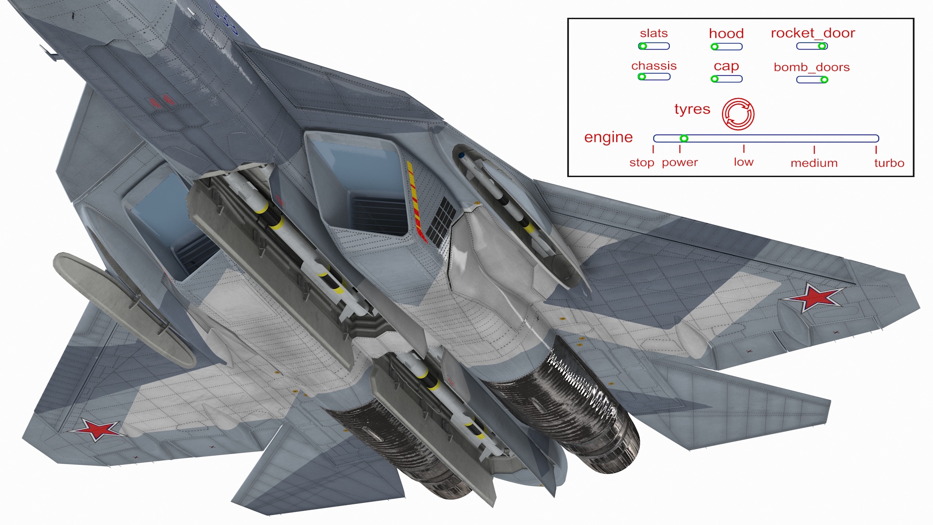 3D Stealth Multirole Fighter SU 57 Rigged model