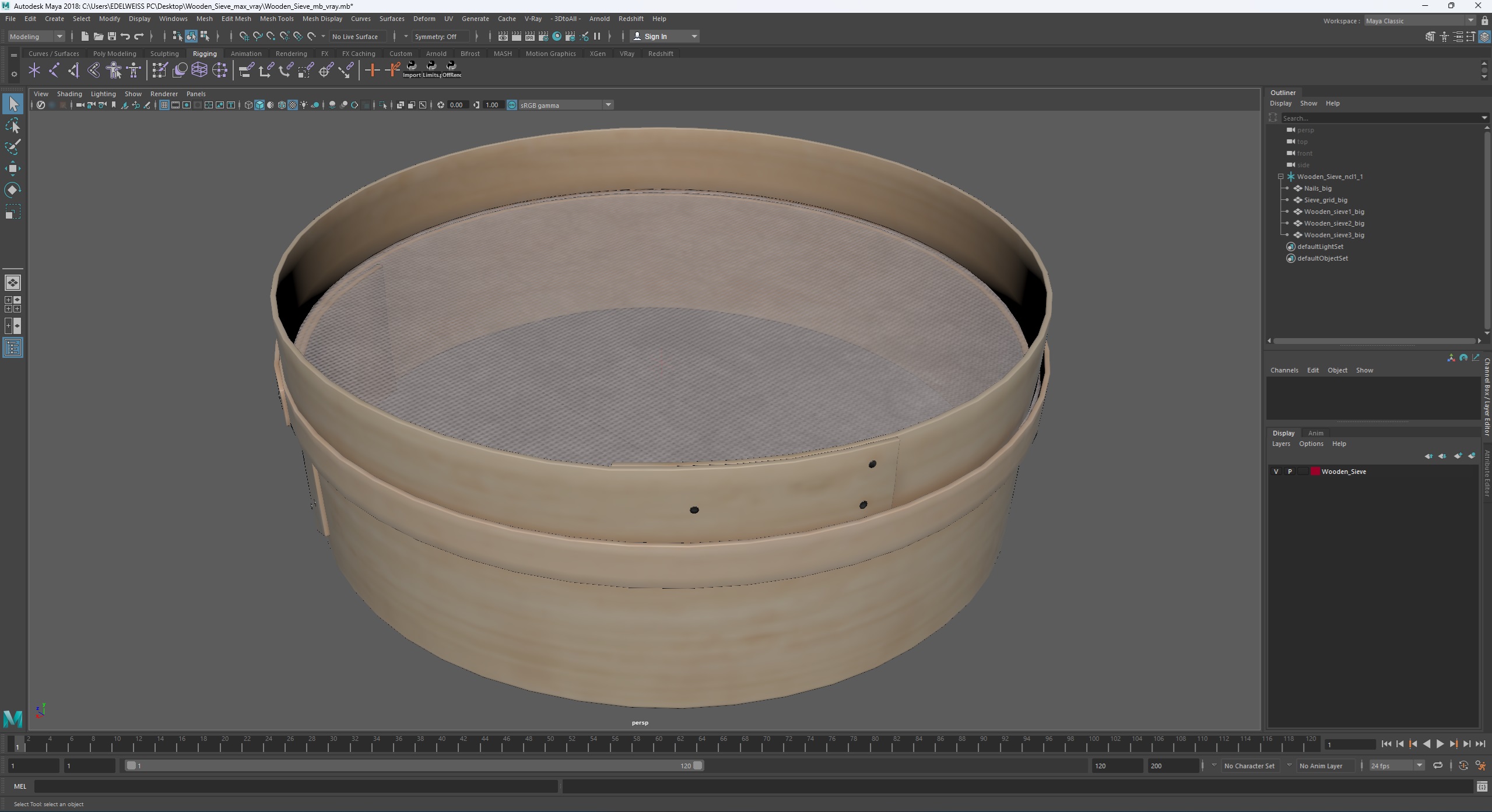 Wooden Sieve 3D