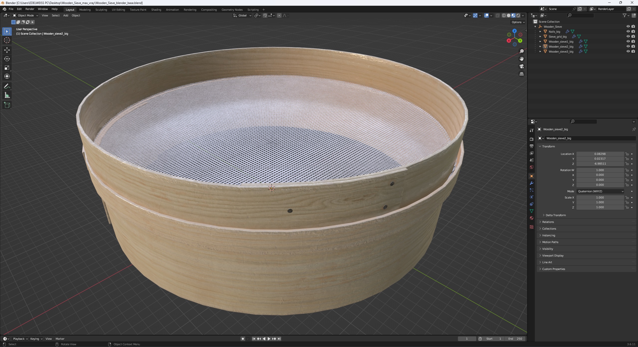 Wooden Sieve 3D