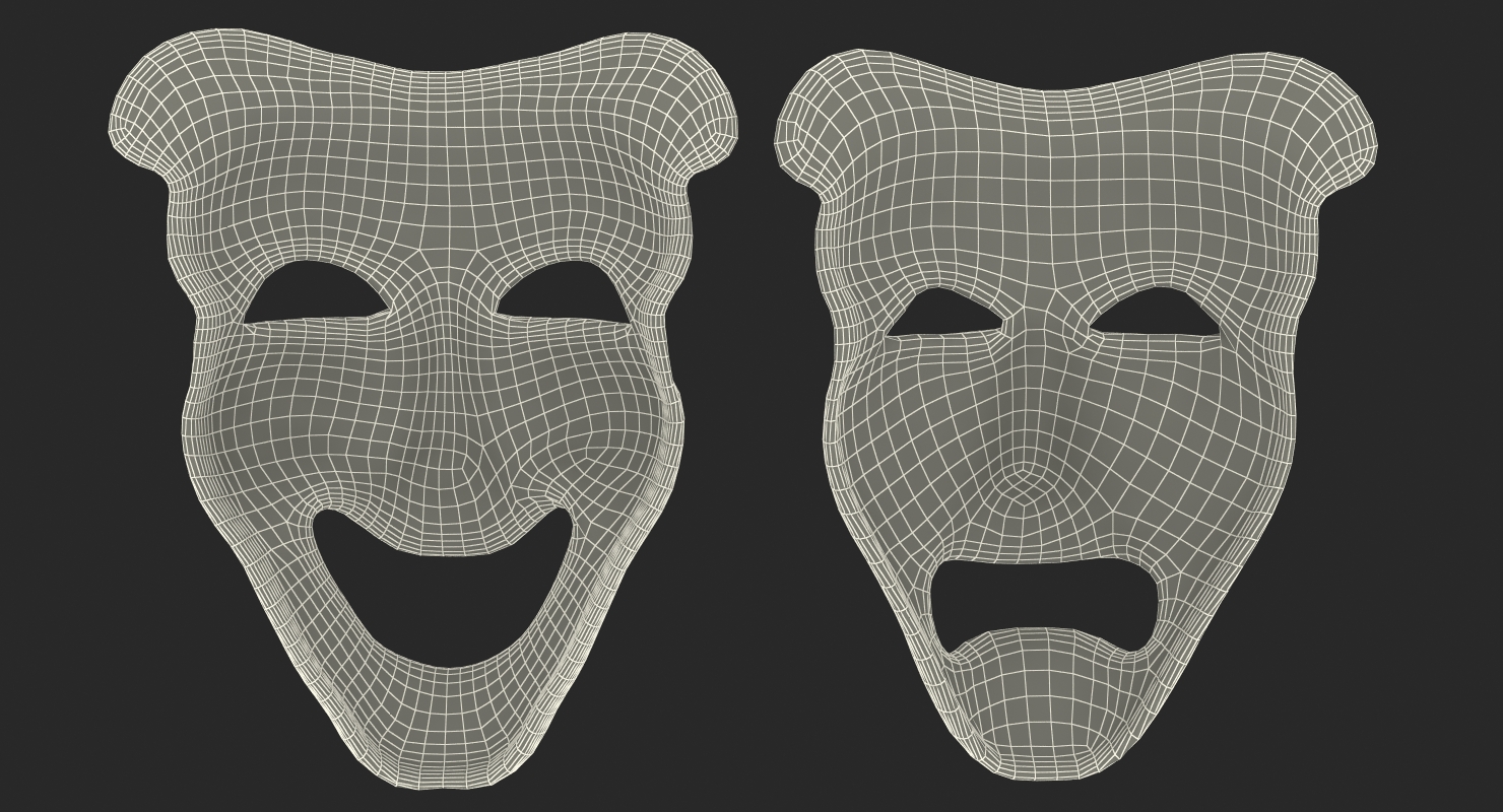 Comedy And Tragedy Theater Masks 3D