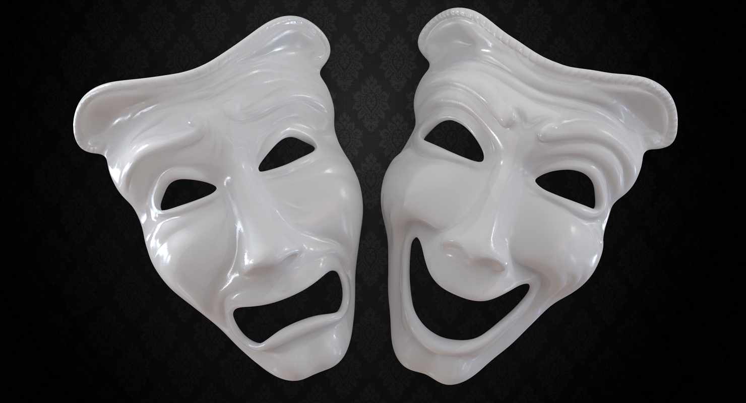 Comedy And Tragedy Theater Masks 3D