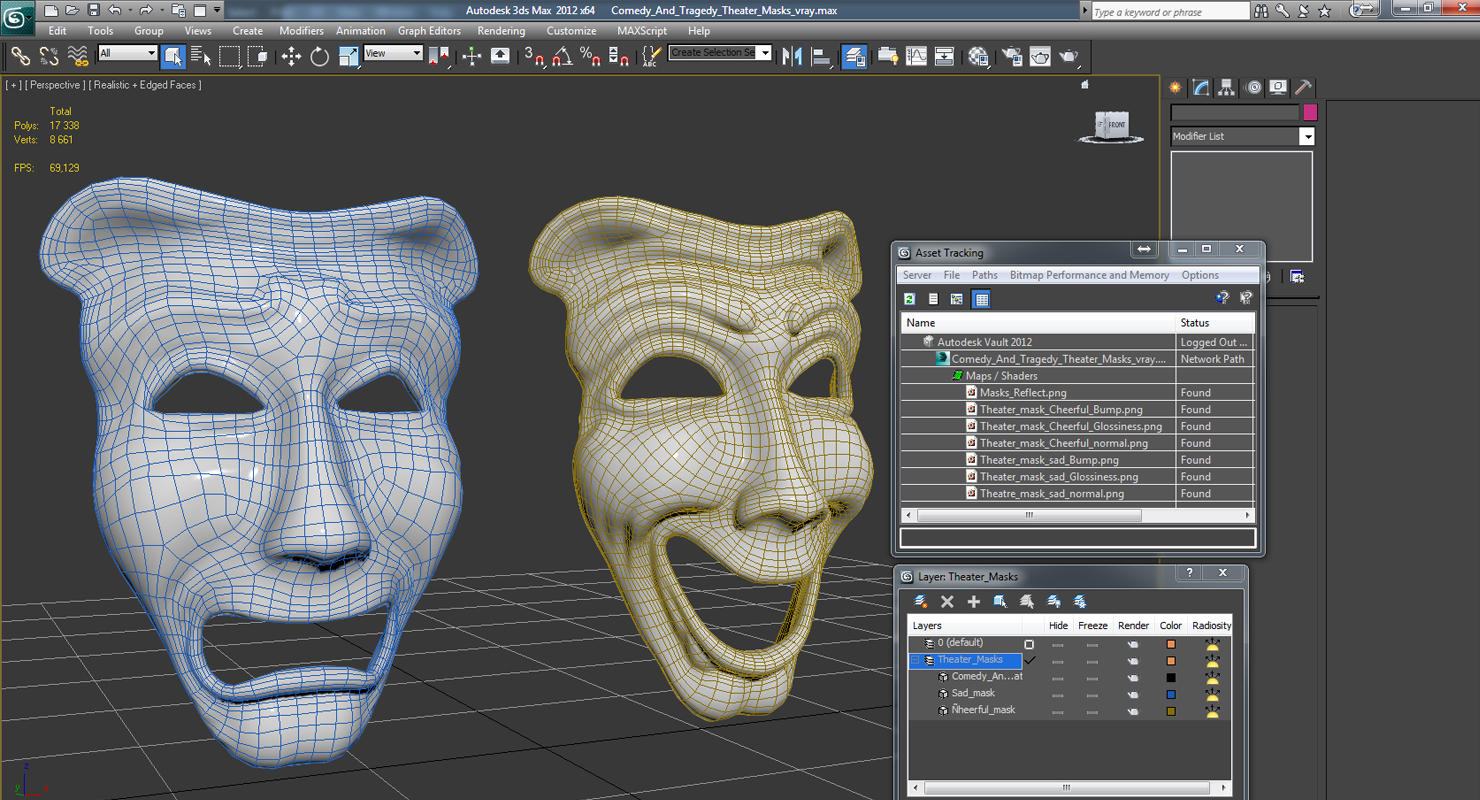 Comedy And Tragedy Theater Masks 3D