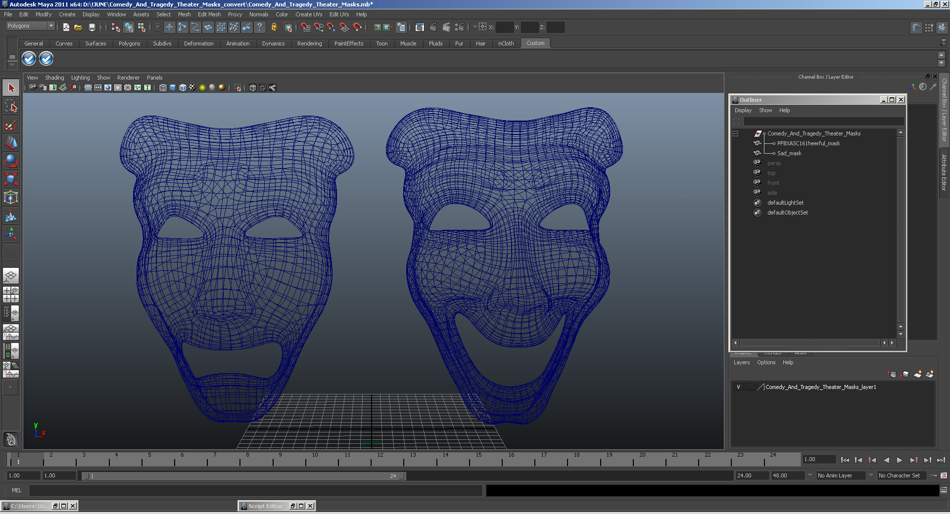 Comedy And Tragedy Theater Masks 3D