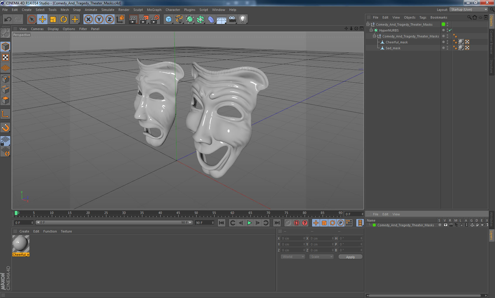 Comedy And Tragedy Theater Masks 3D