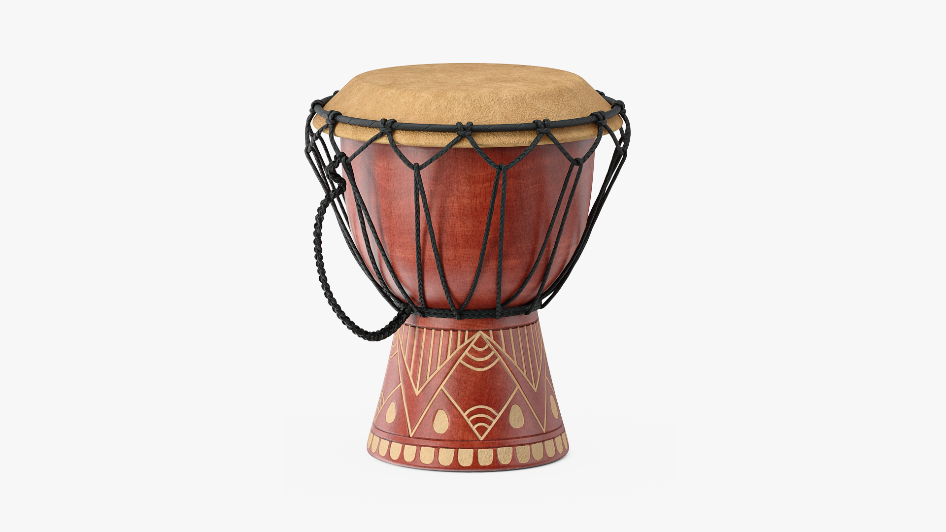 3D African Drum with Folk Motif model