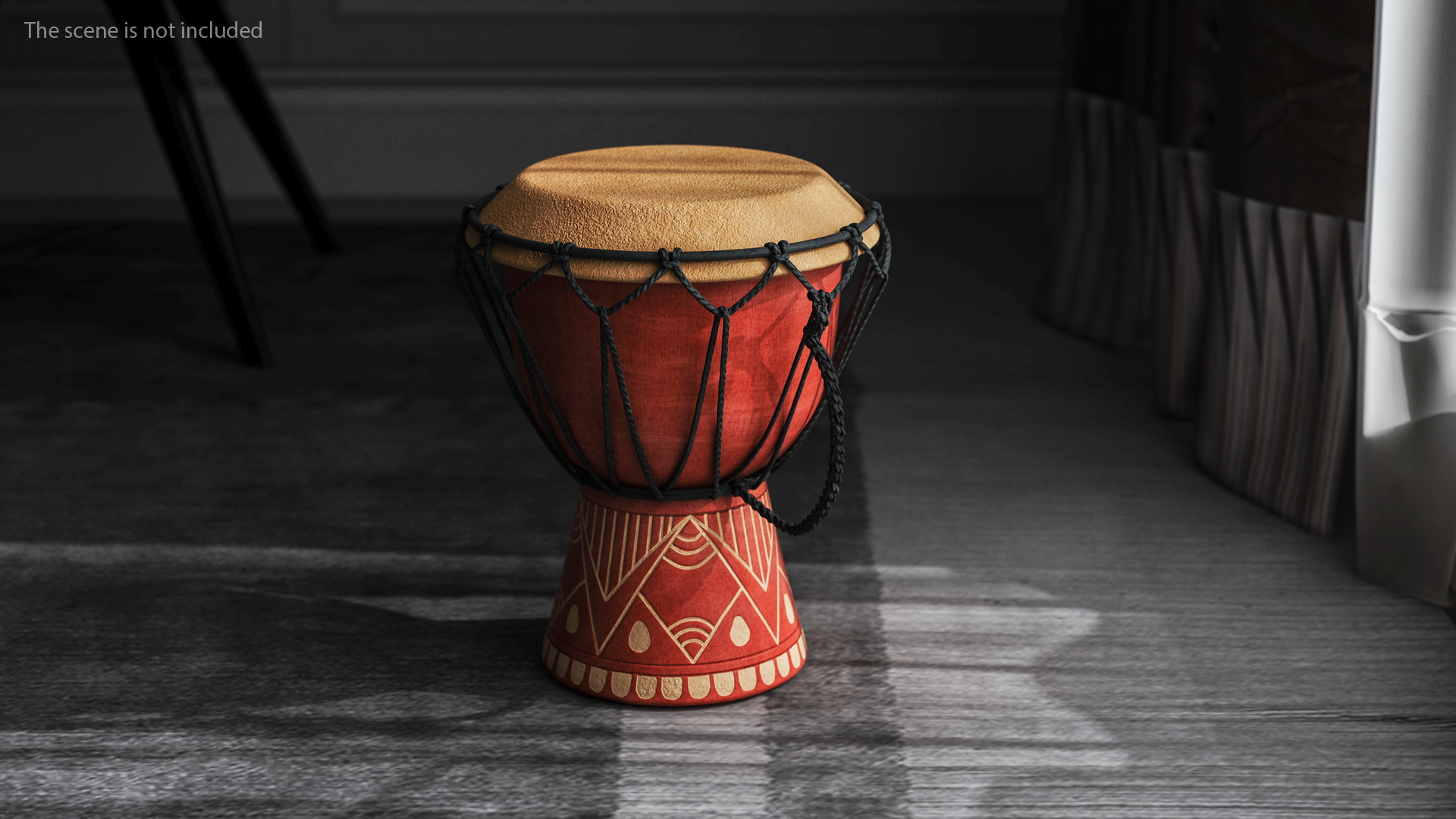 3D African Drum with Folk Motif model