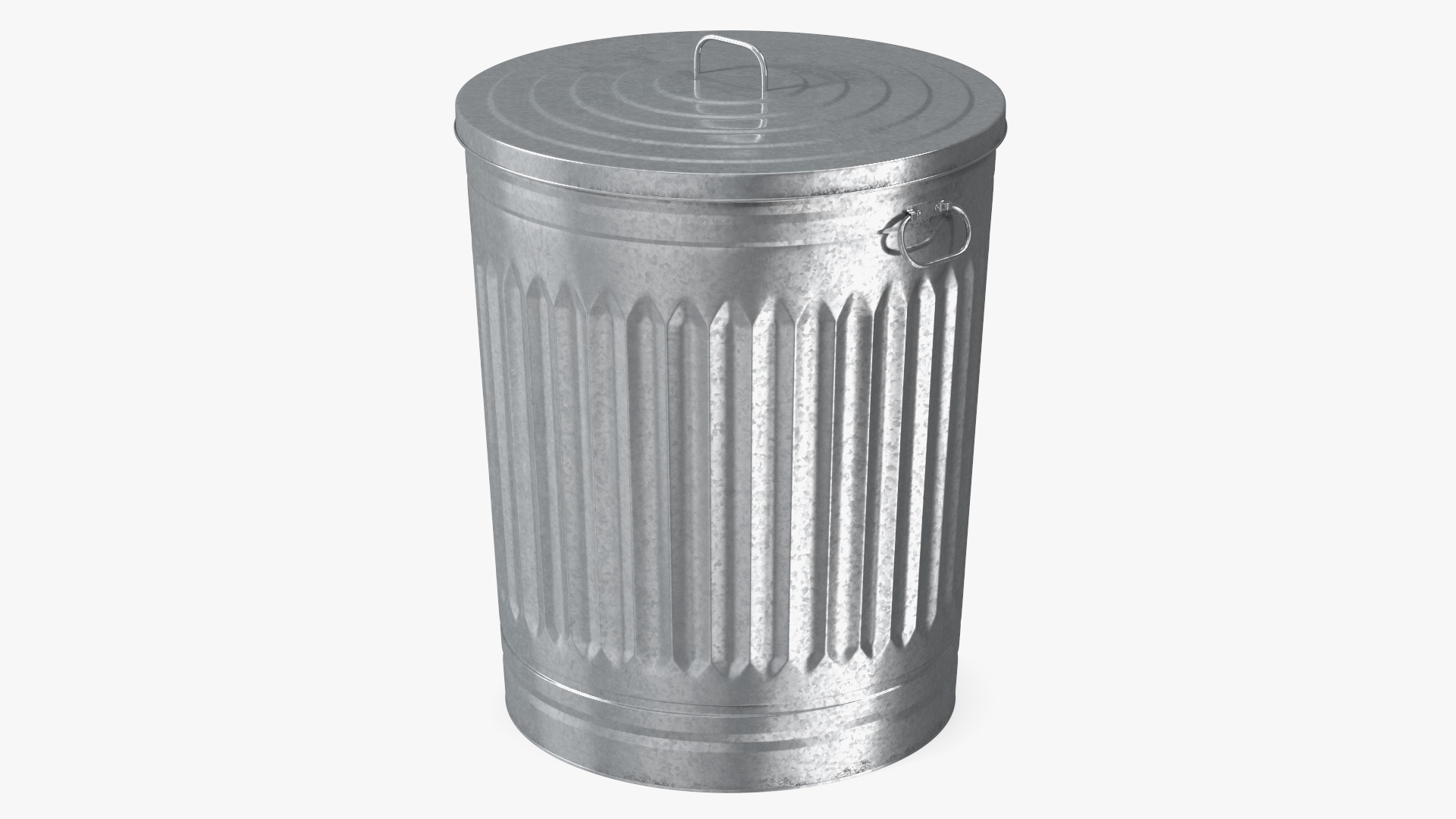 3D Galvanized Steel Trash Can