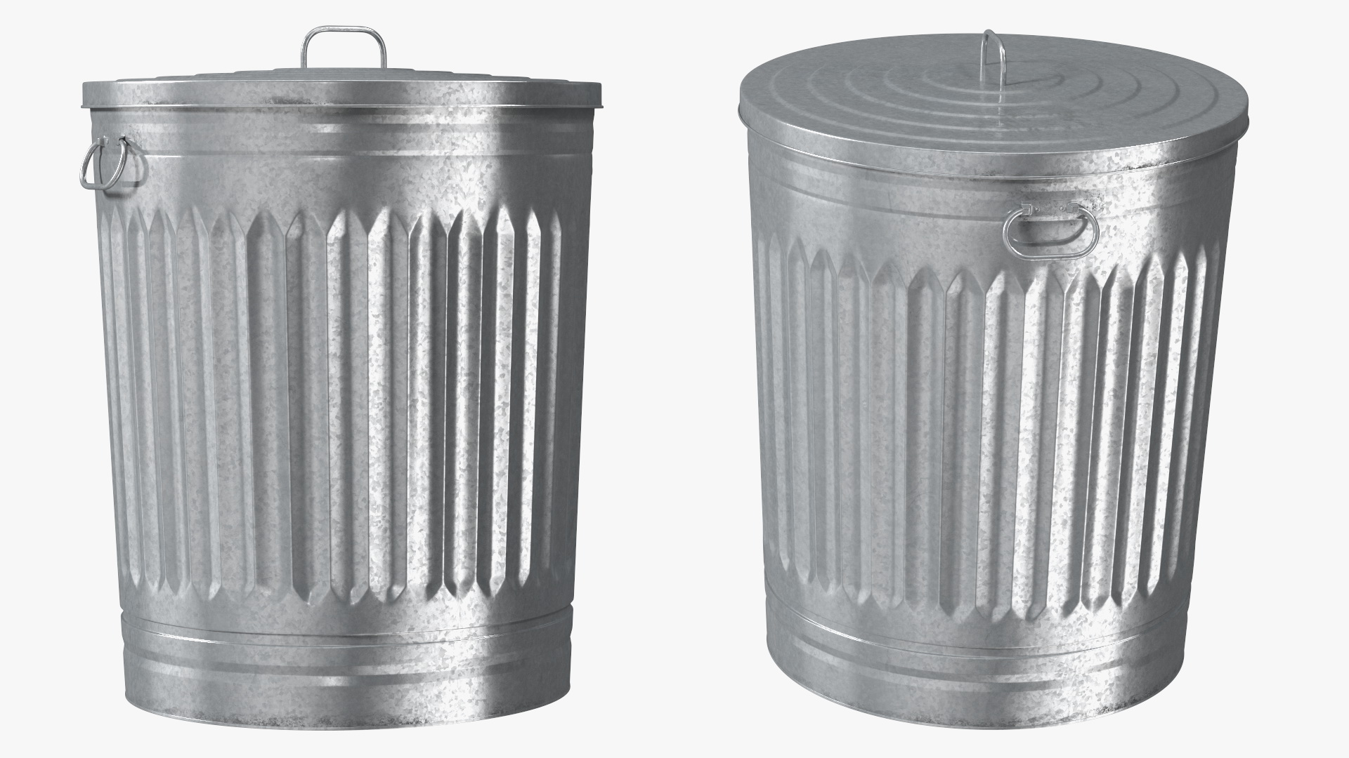 3D Galvanized Steel Trash Can