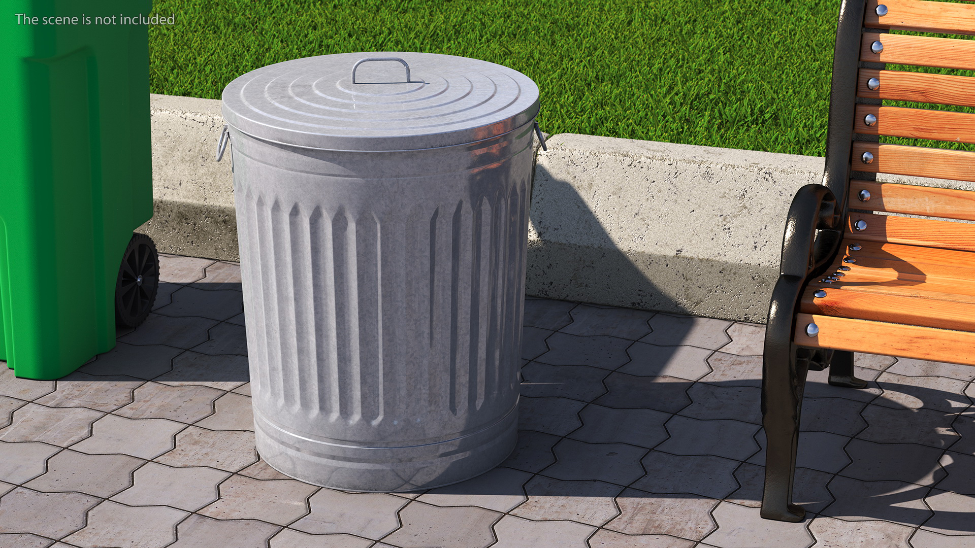 3D Galvanized Steel Trash Can