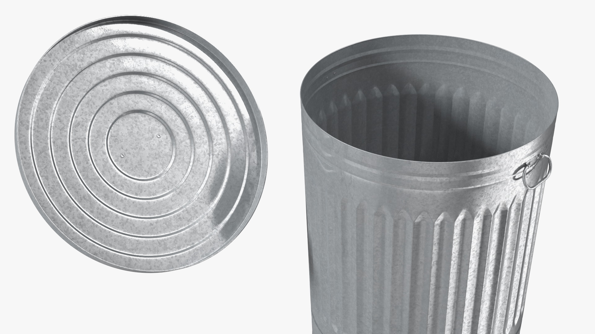 3D Galvanized Steel Trash Can