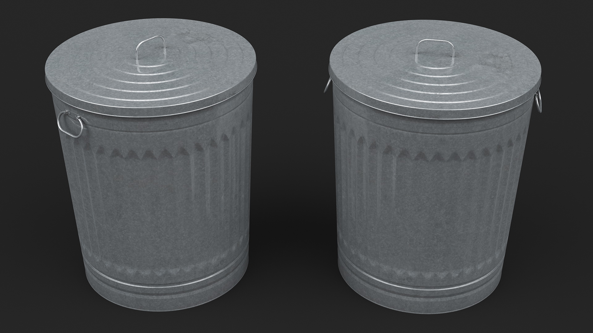 3D Galvanized Steel Trash Can