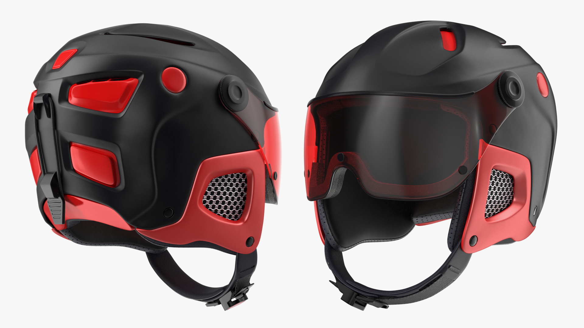 Ski Helmet with Integrated Goggles 3D model