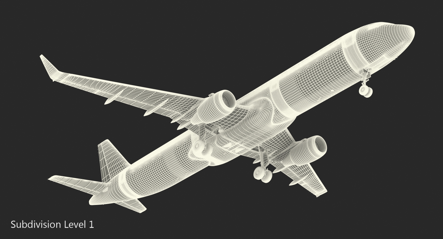 3D model Airbus A321 with Interior and Cockpit Air France Rigged