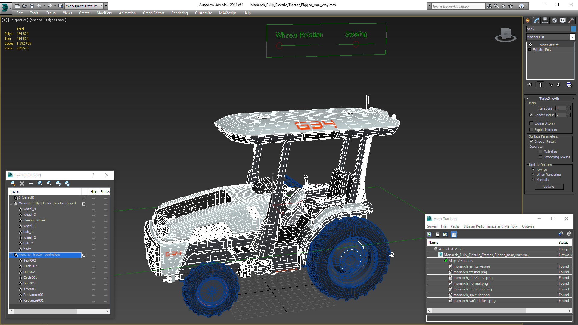 Monarch Fully Electric Tractor Rigged 3D