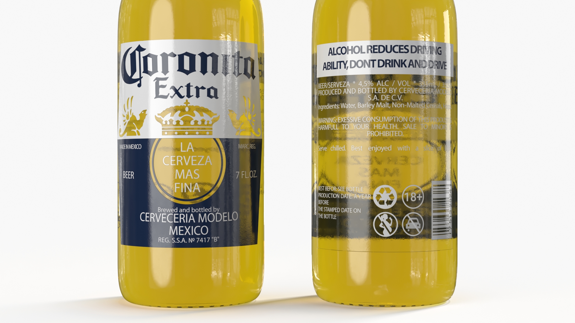 3D Coronita Beer Glass Bottle 07oz