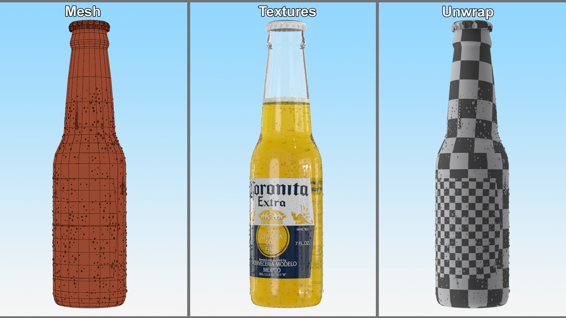 3D Coronita Beer Glass Bottle 07oz