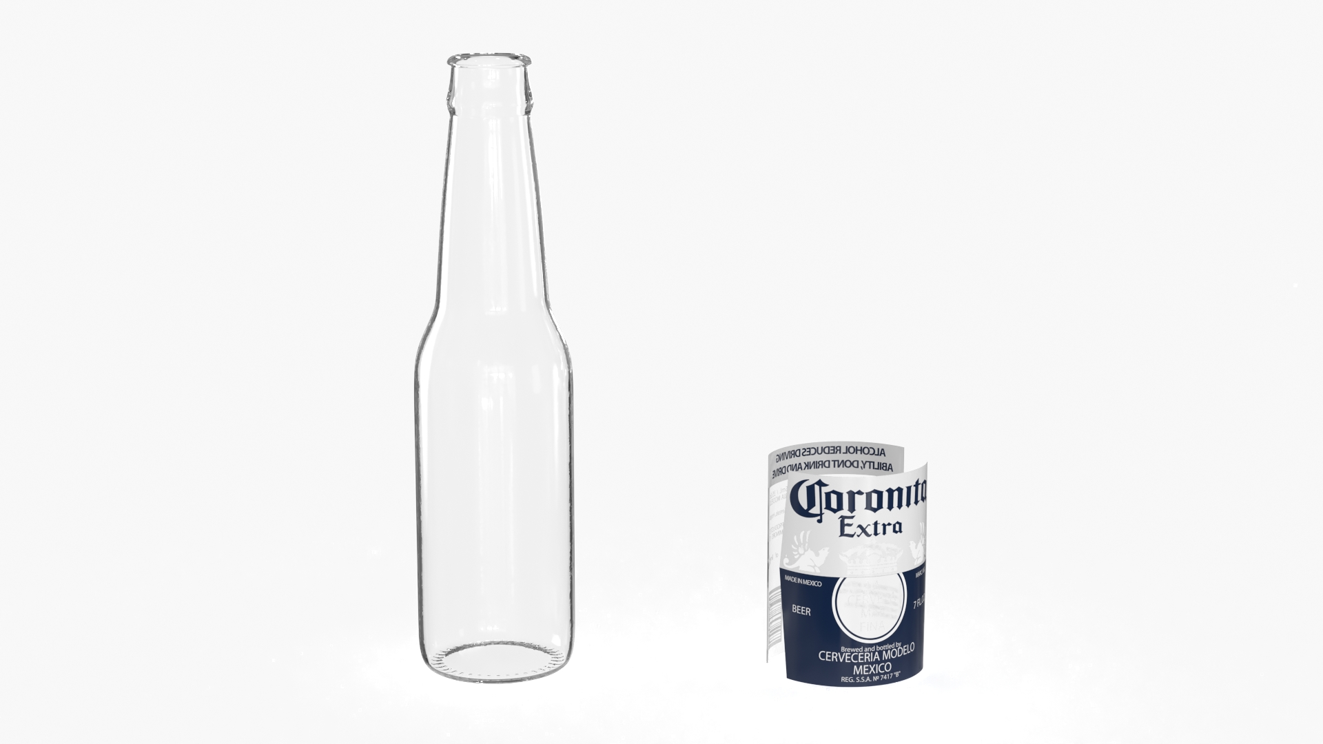 3D Coronita Beer Glass Bottle 07oz