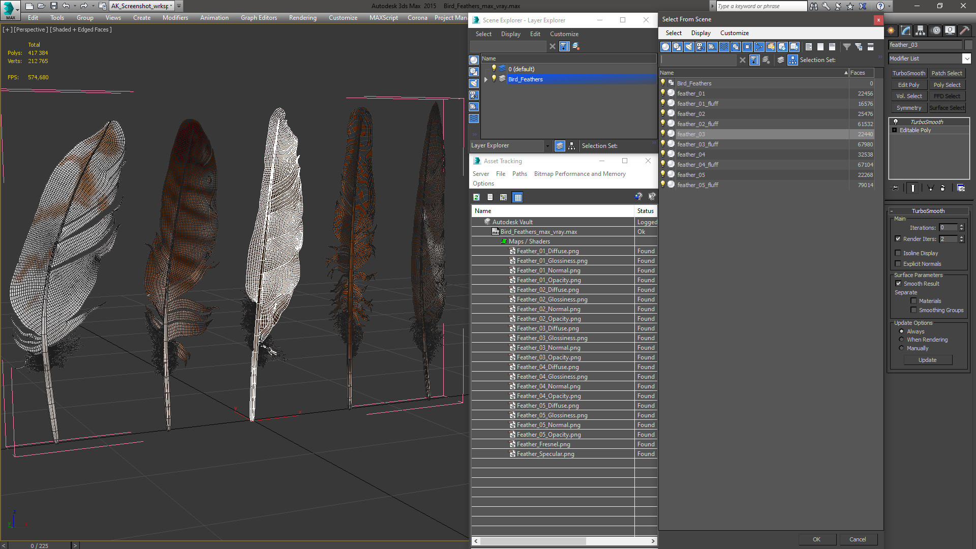 3D Bird Feathers model