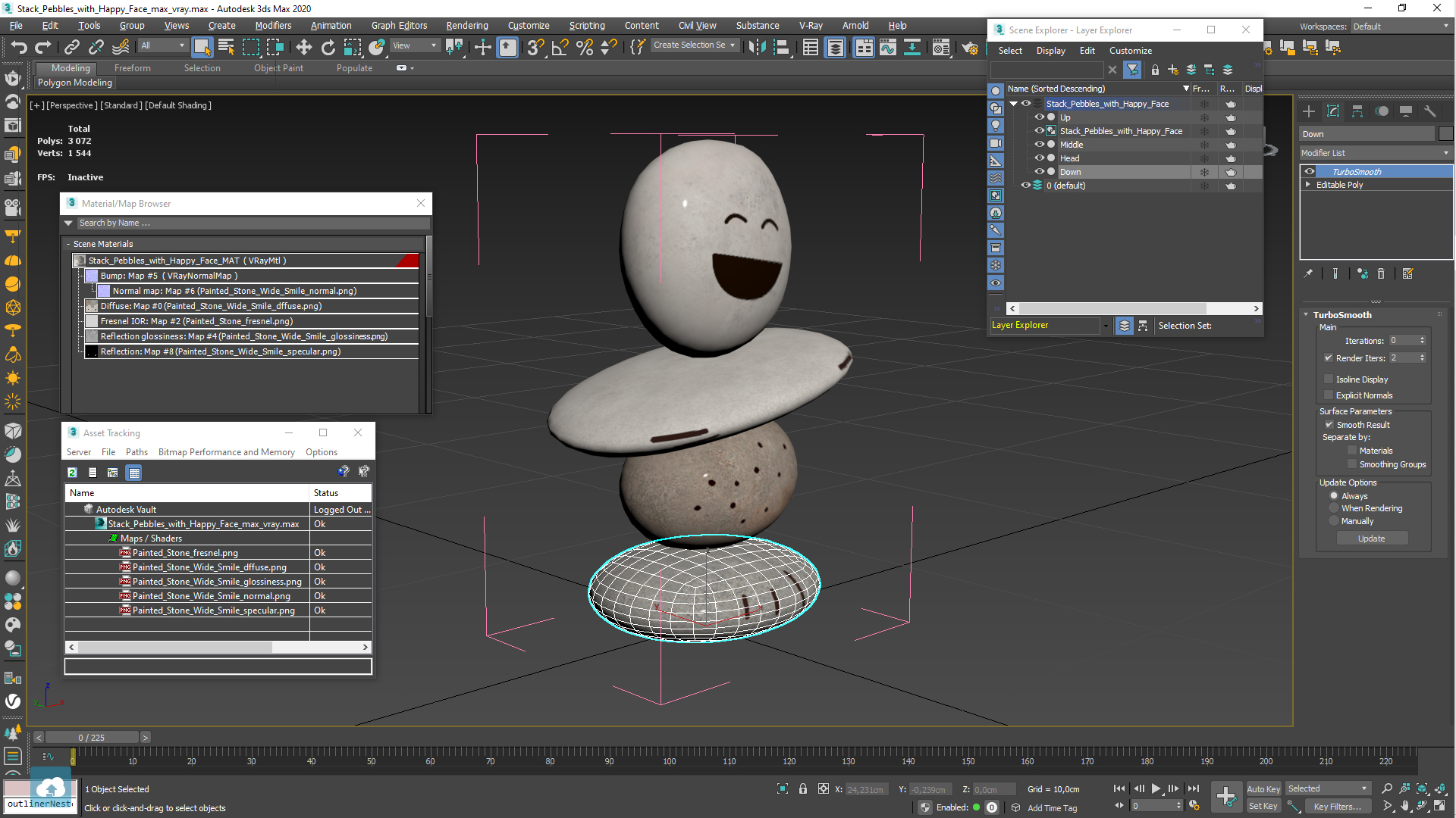 Stack Pebbles with Happy Face 3D model