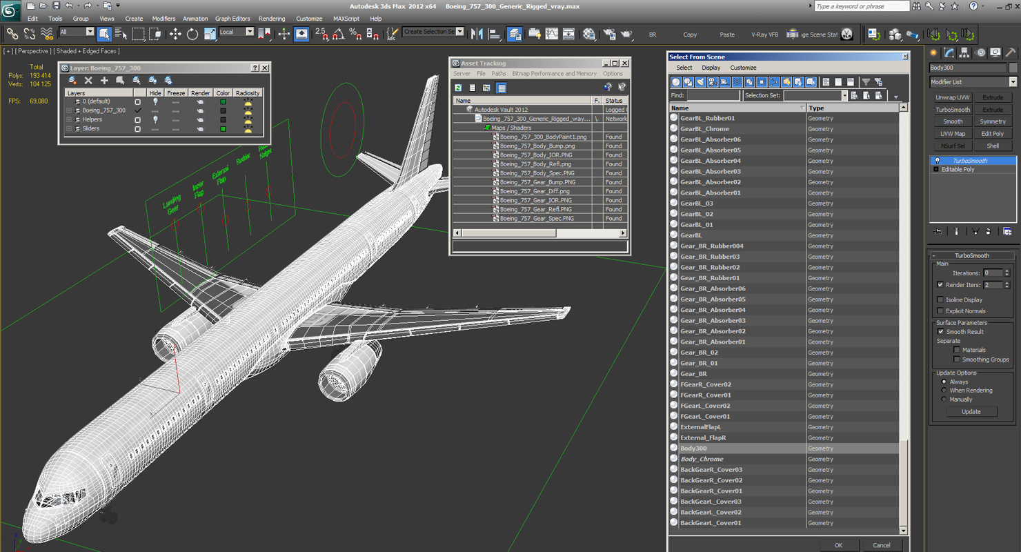 Boeing 757 300 Generic Rigged 3D model