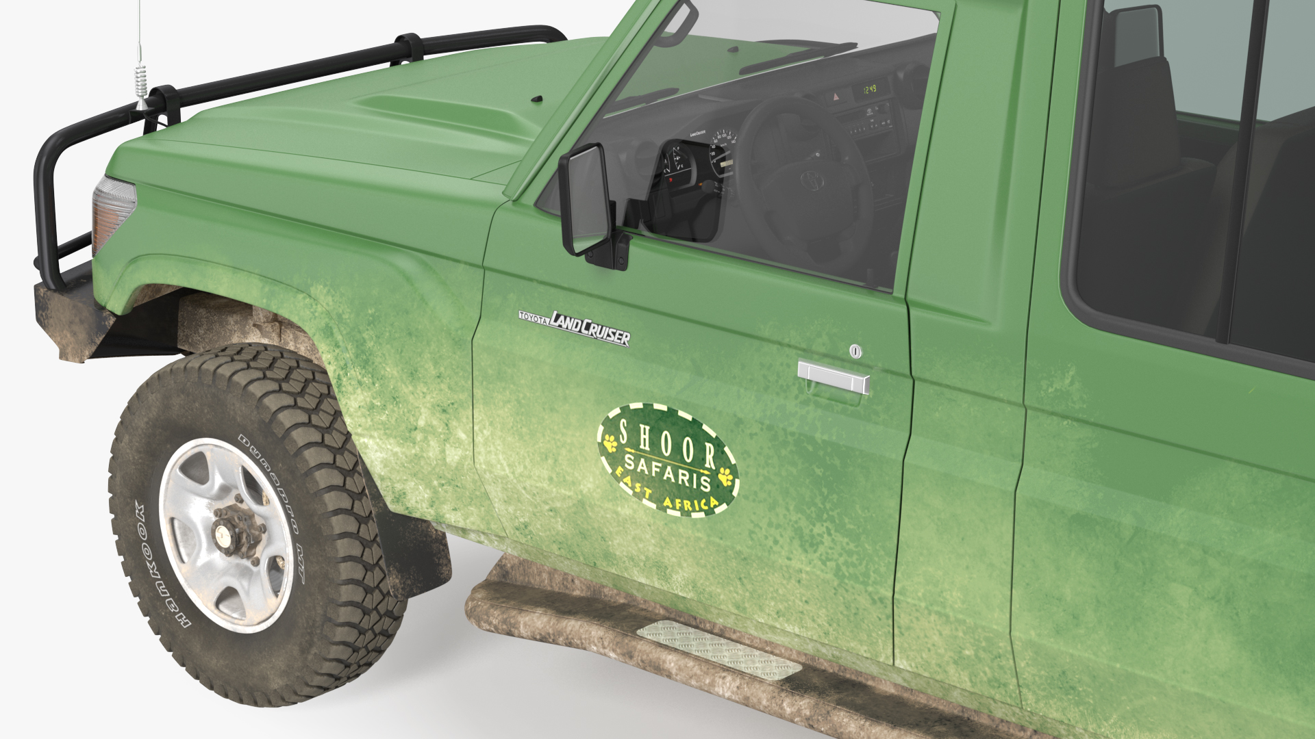 3D model Toyota Land Cruiser Safari Green Dirty Rigged