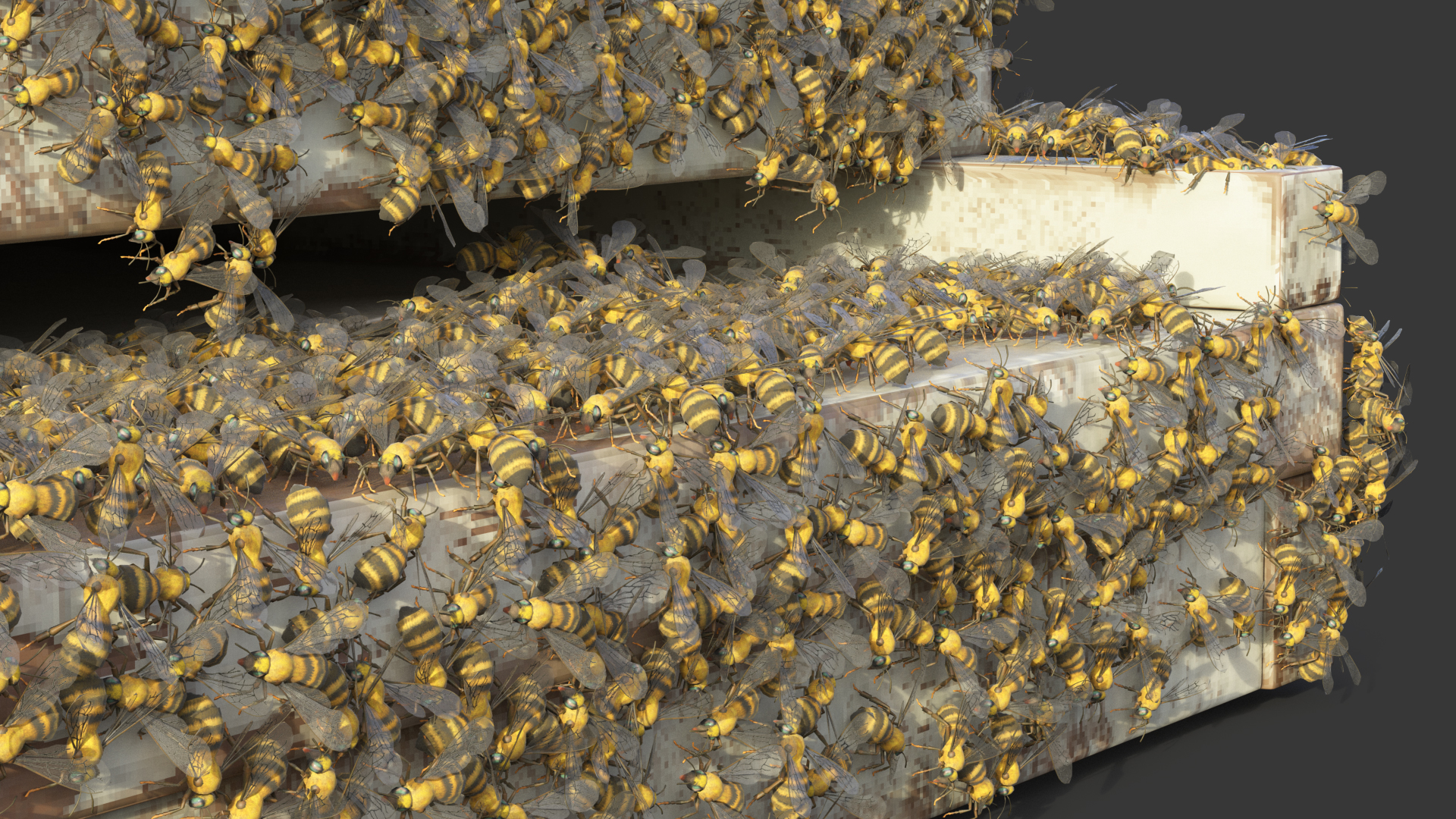 3D model Painted Beehive Brood Box with Bees