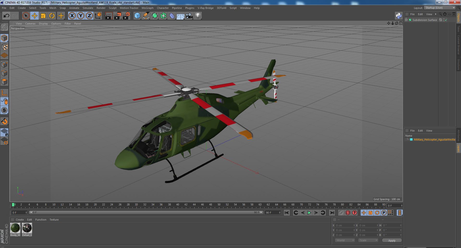 3D Military Helicopter AgustaWestland AW119 Koala