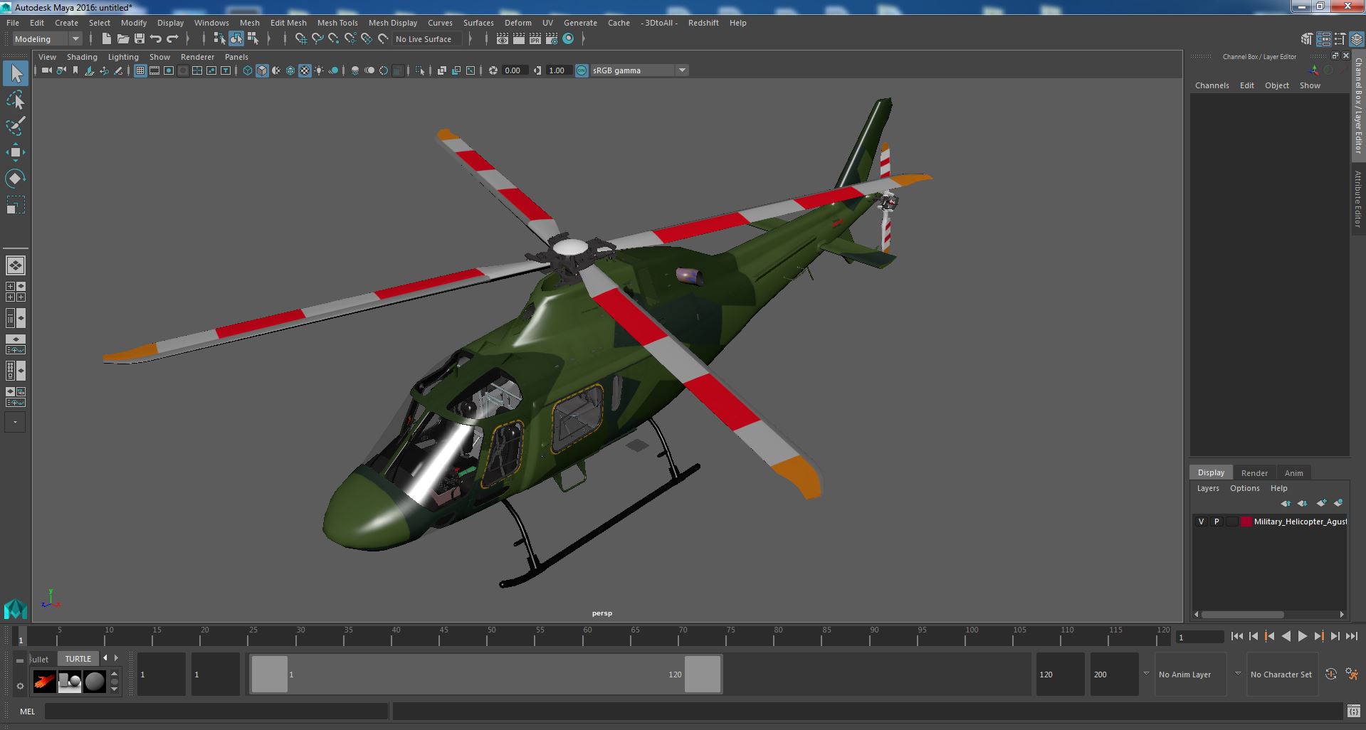 3D Military Helicopter AgustaWestland AW119 Koala