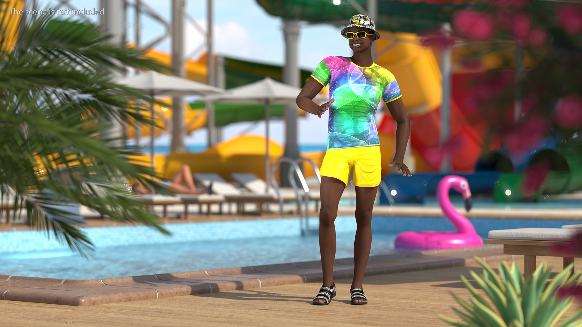 Dark Skin Teenager Beach Style Standing Pose 3D model