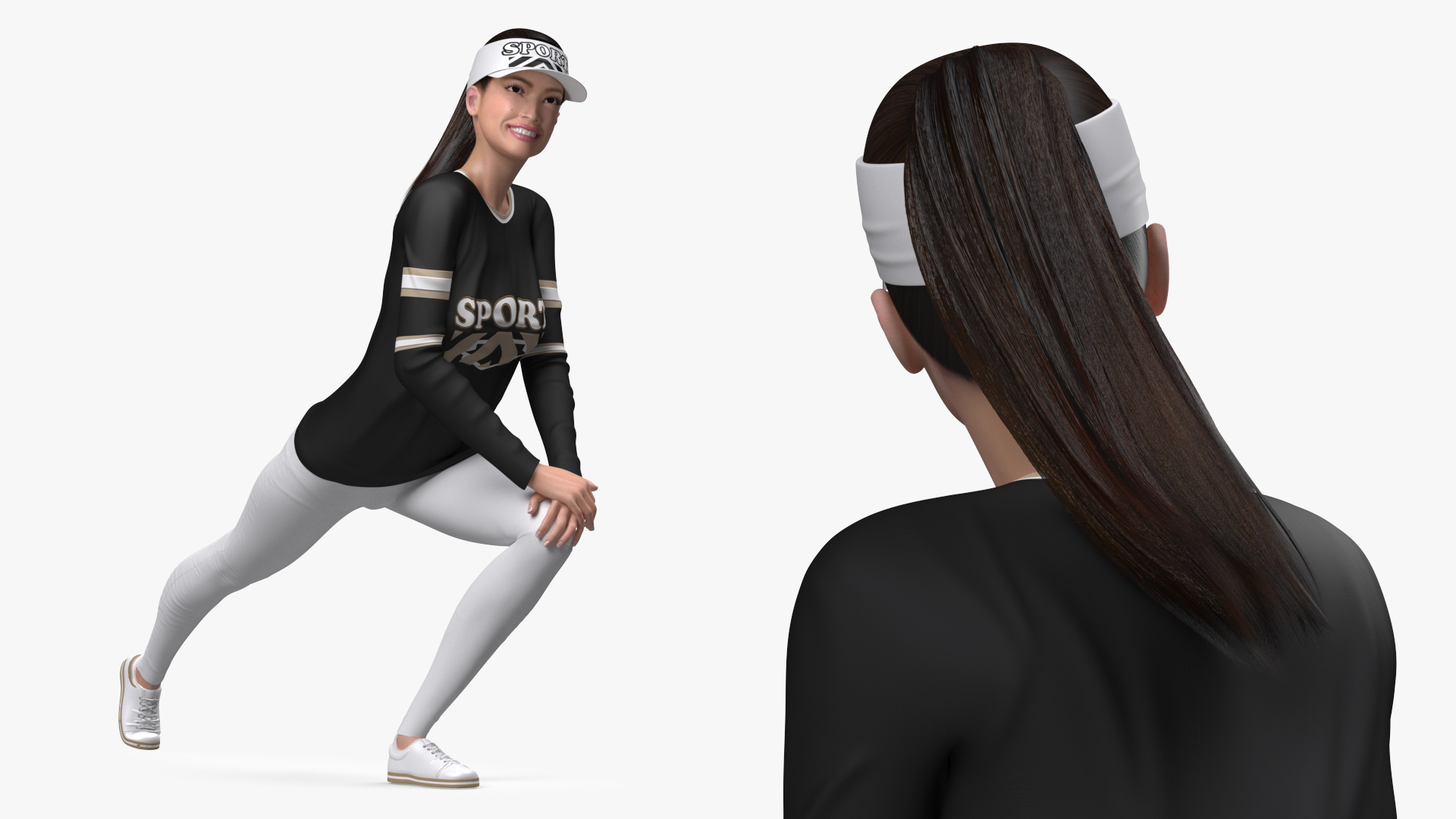 Asian Woman in Sportswear Rigged 3D