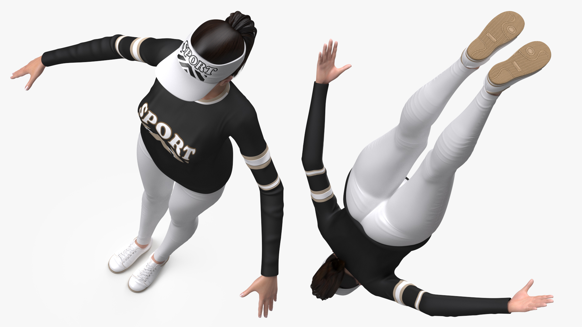 Asian Woman in Sportswear Rigged 3D