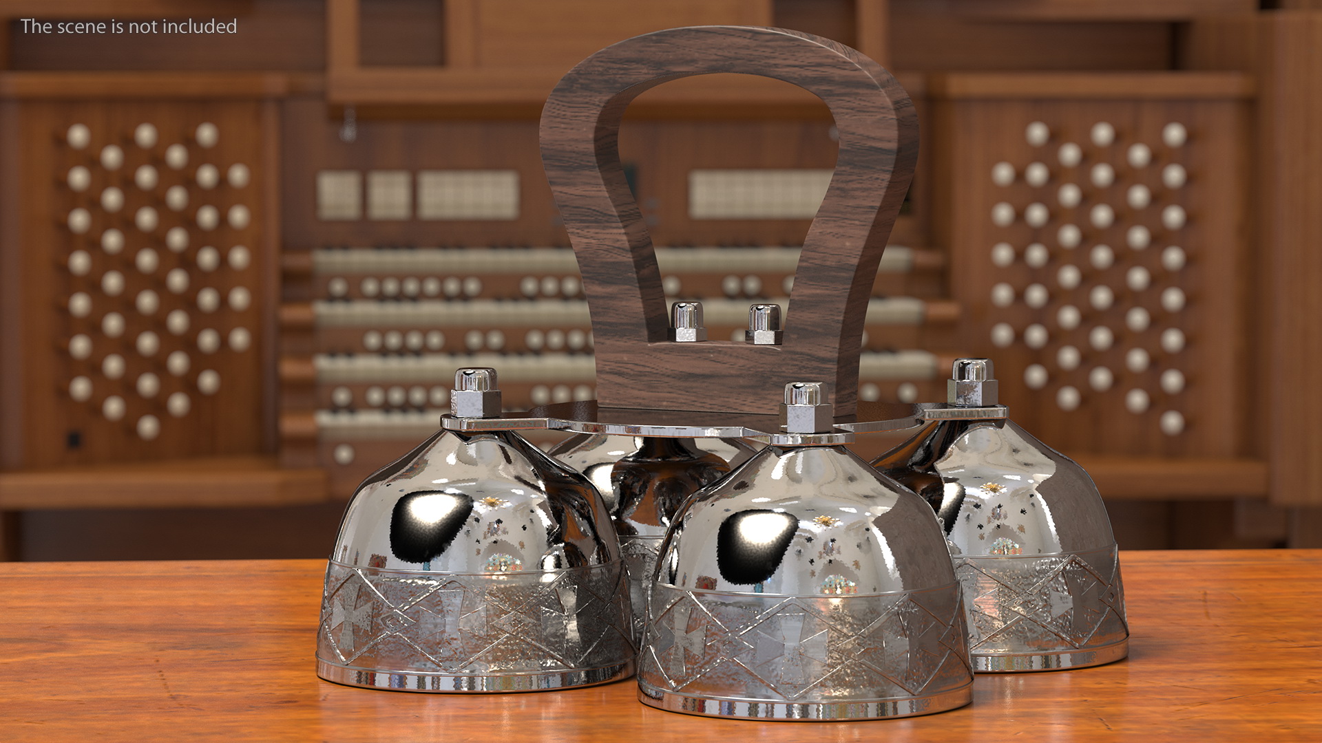 3D model Silver Liturgical Altar Bell with Wood Handle