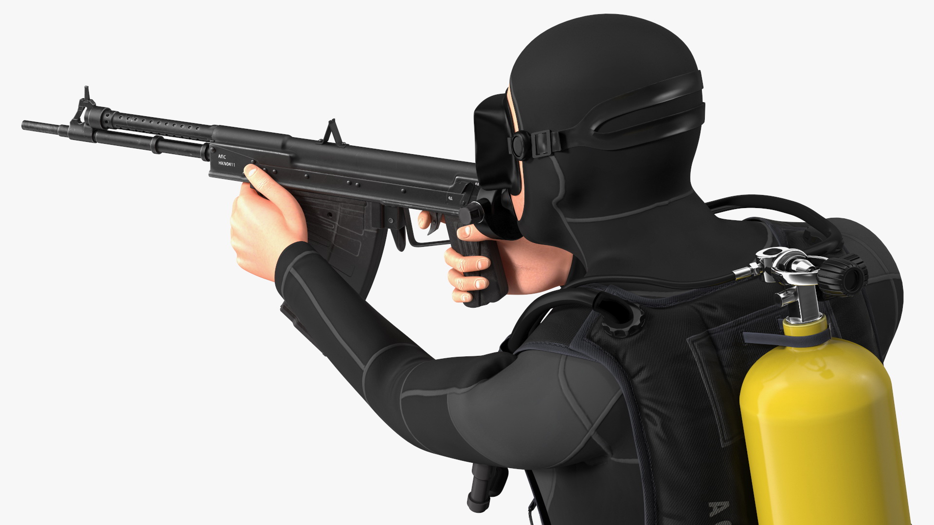 3D model Combat Swimmer with Underwater Rifle APS