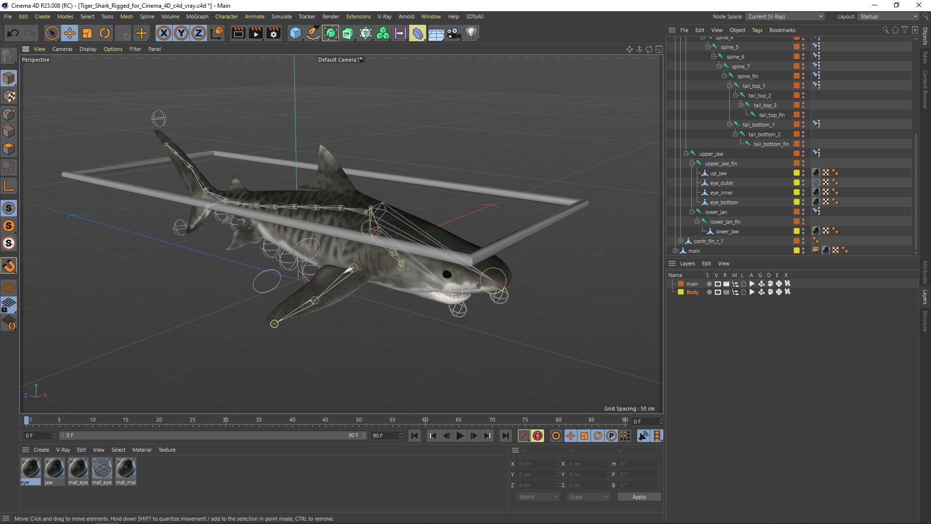 Tiger Shark Rigged for Cinema 4D 3D