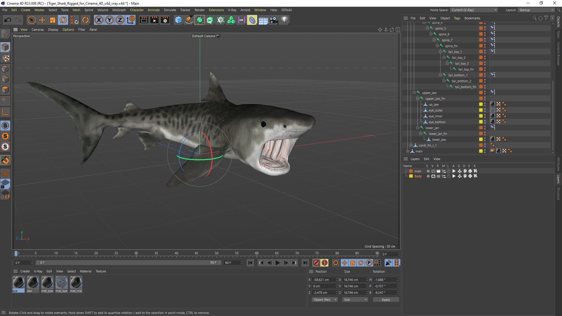 Tiger Shark Rigged for Cinema 4D 3D