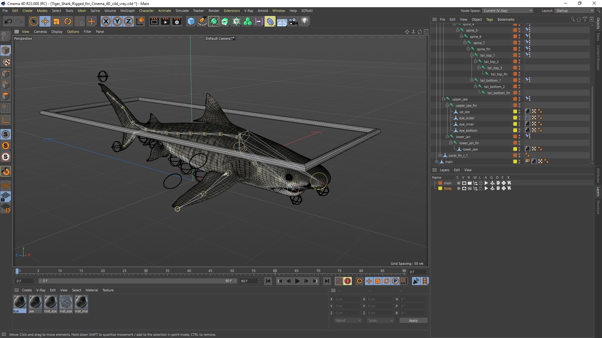 Tiger Shark Rigged for Cinema 4D 3D