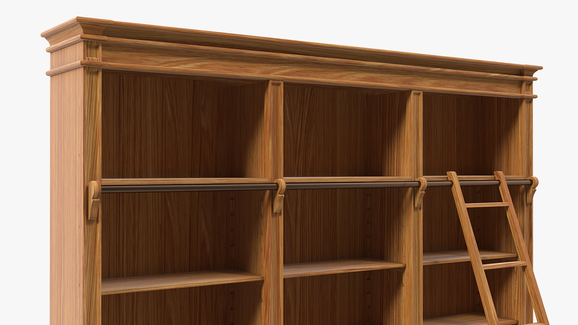 3D model Wood Bookcase with Ladder