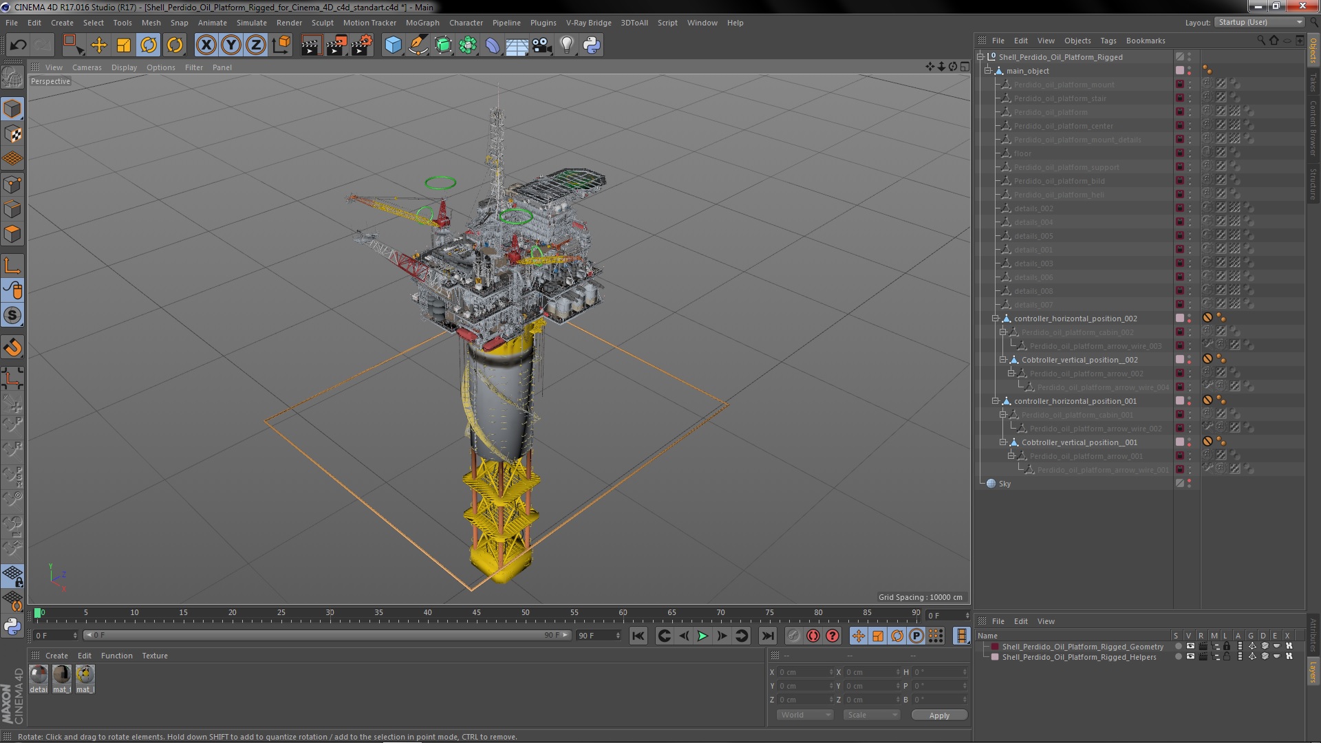 Shell Perdido Oil Platform Rigged for Cinema 4D 3D