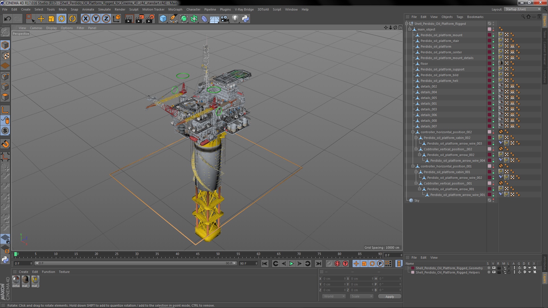 Shell Perdido Oil Platform Rigged for Cinema 4D 3D