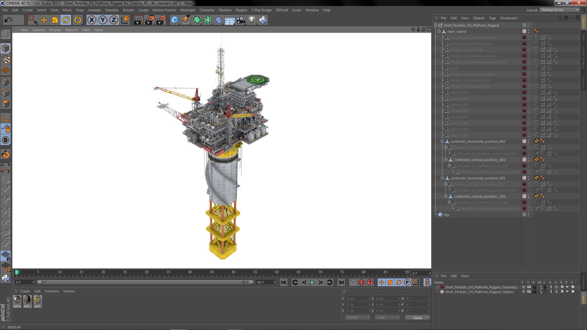 Shell Perdido Oil Platform Rigged for Cinema 4D 3D