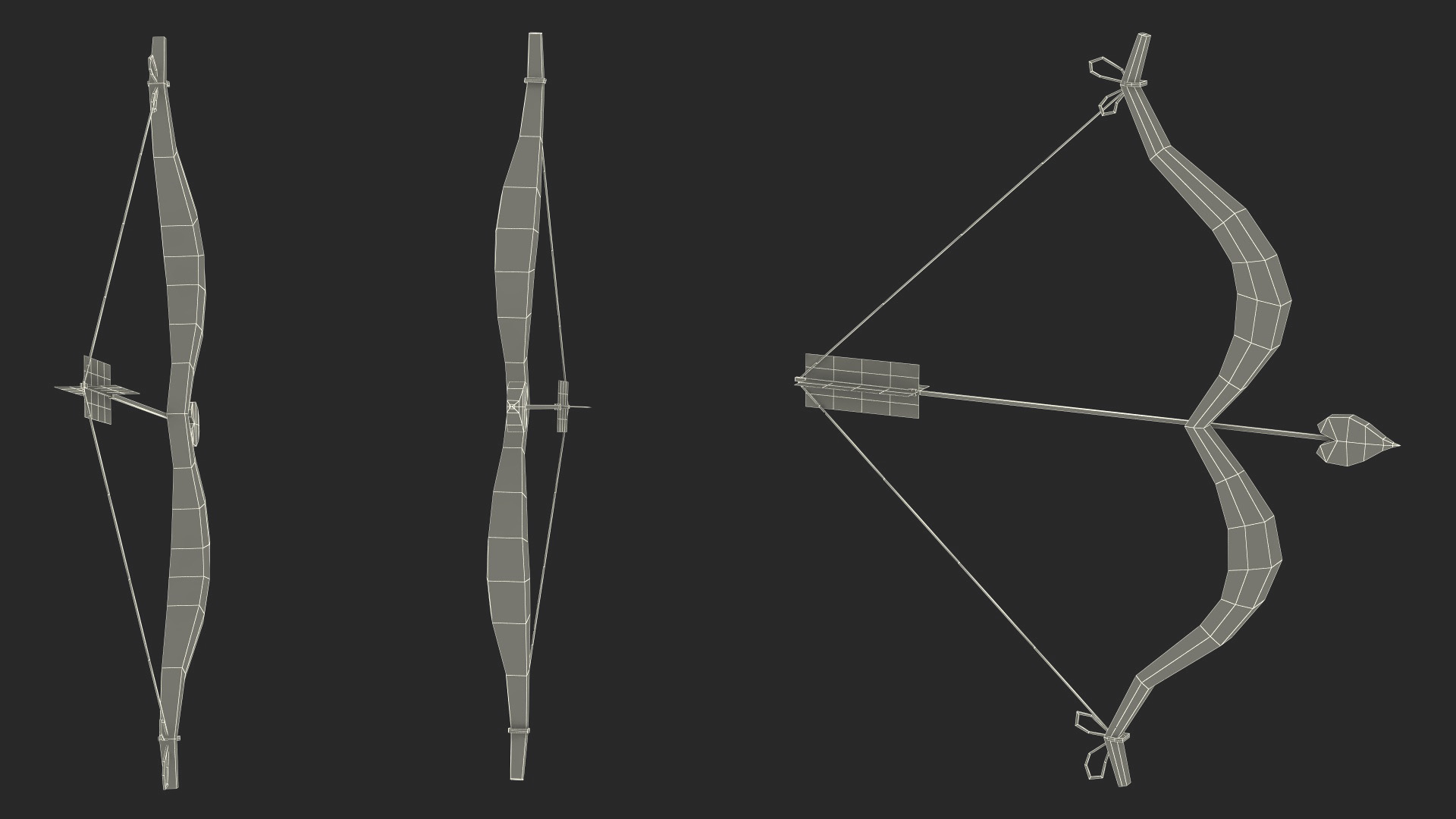 3D model Bow and Arrow with the String Drawn