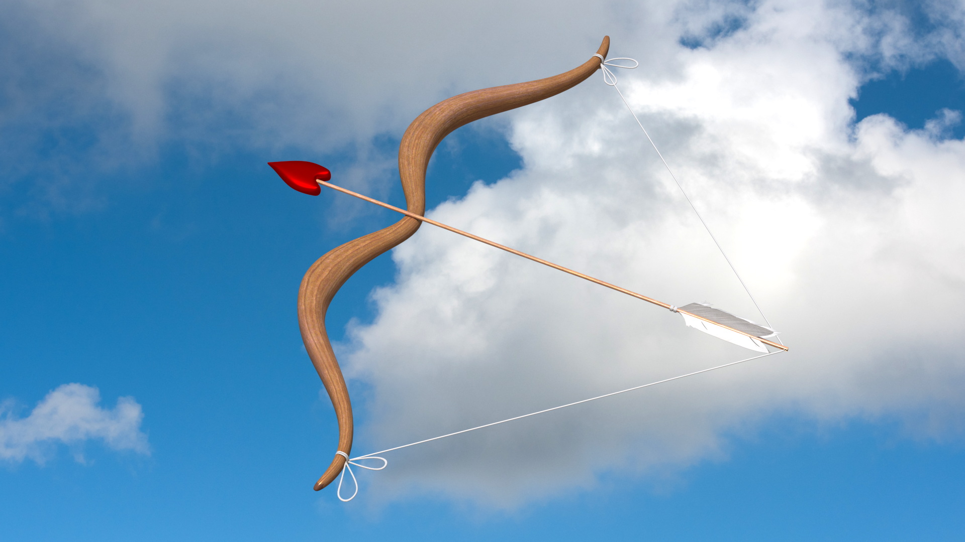 3D model Bow and Arrow with the String Drawn