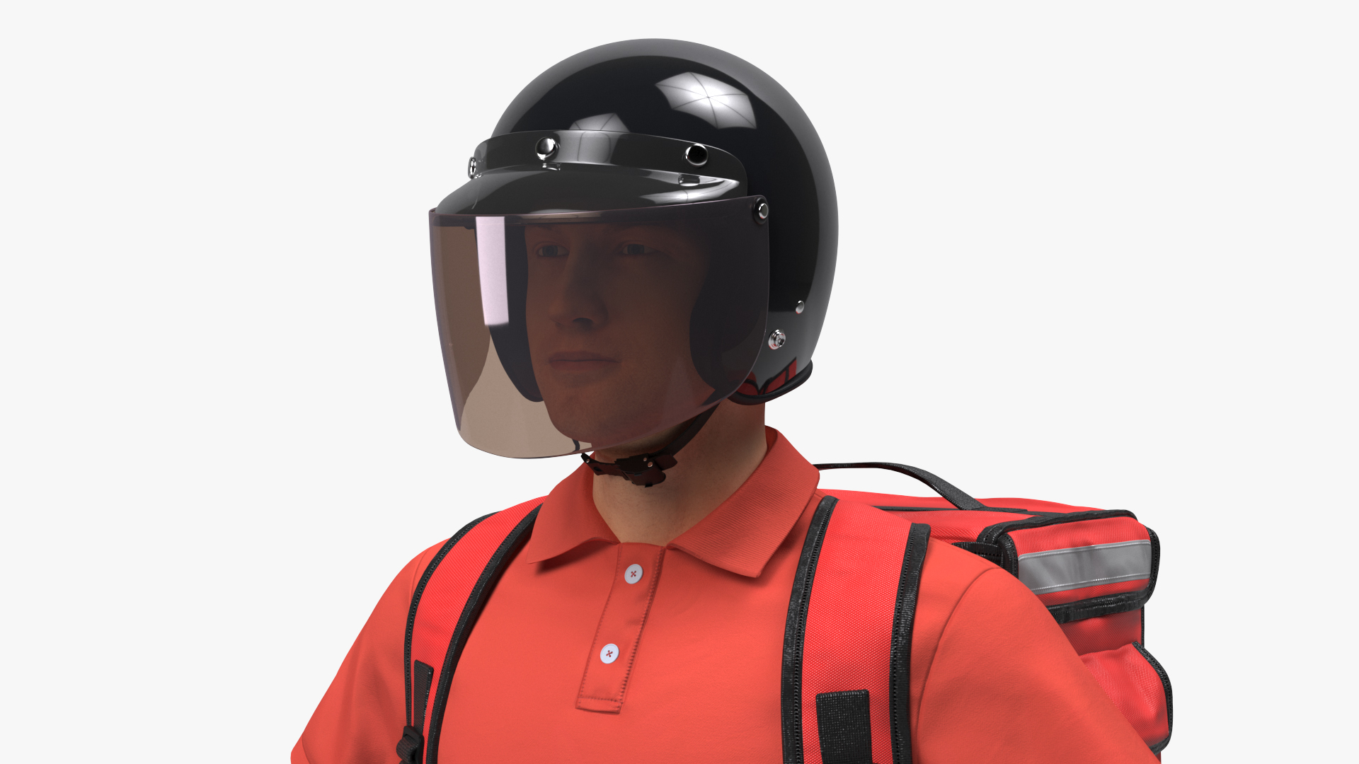 3D Food Delivery Man wearing Helmet T Pose Fur model