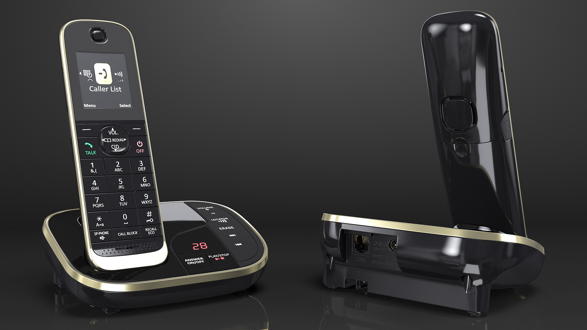 Cordless DECT Phone with Answering Machine 3D