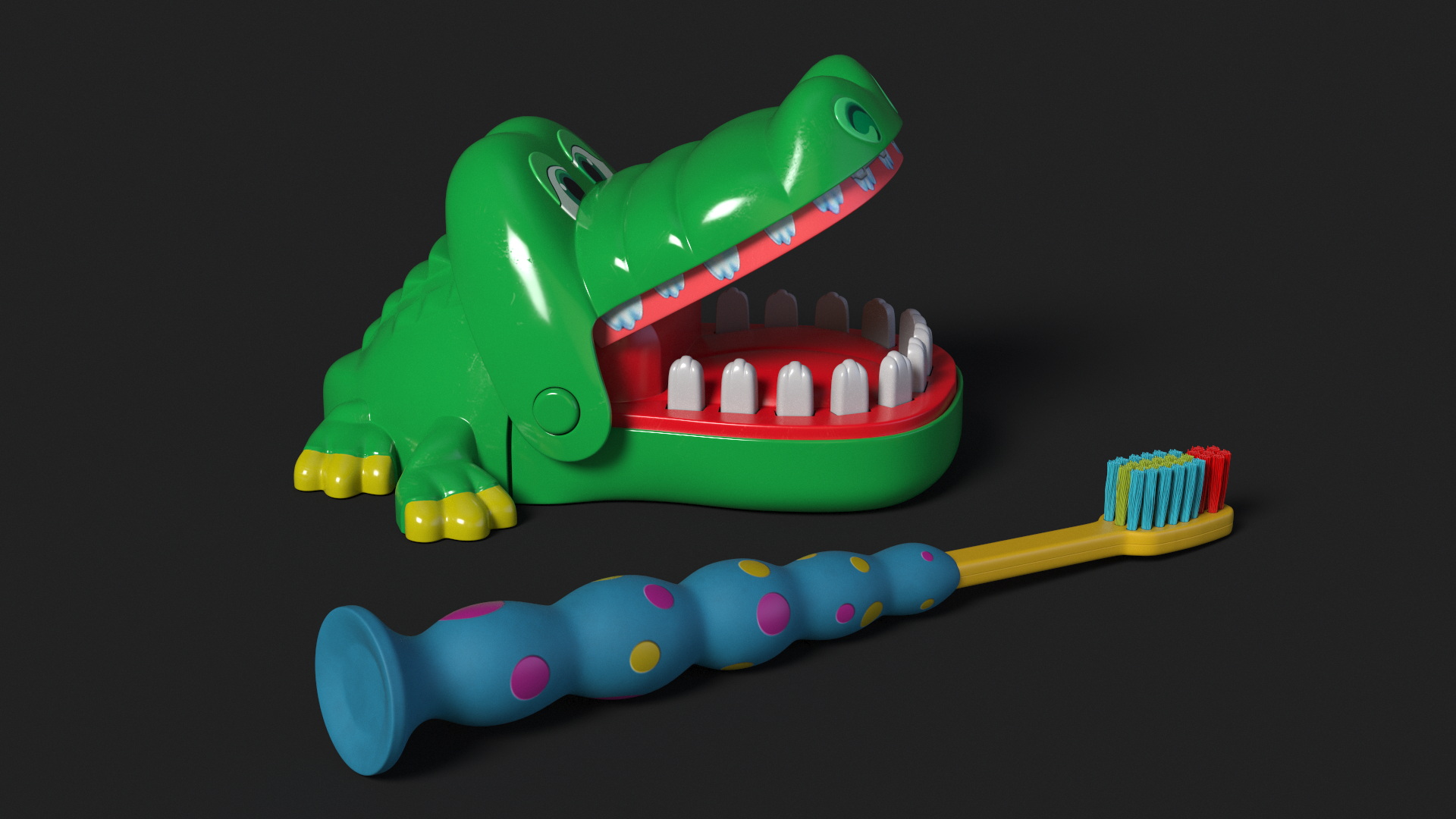 Toothbrush Kids with Crocodile Dentist Toy 3D