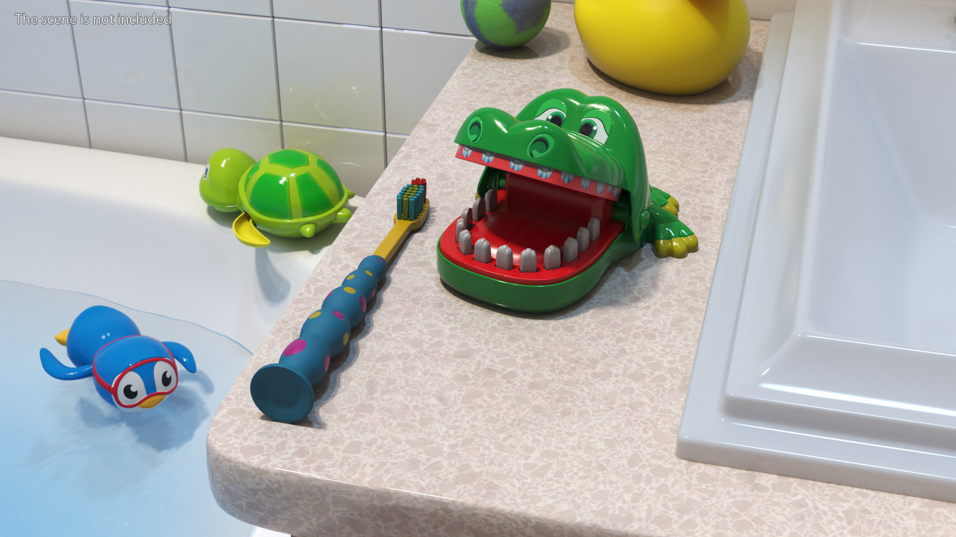 Toothbrush Kids with Crocodile Dentist Toy 3D