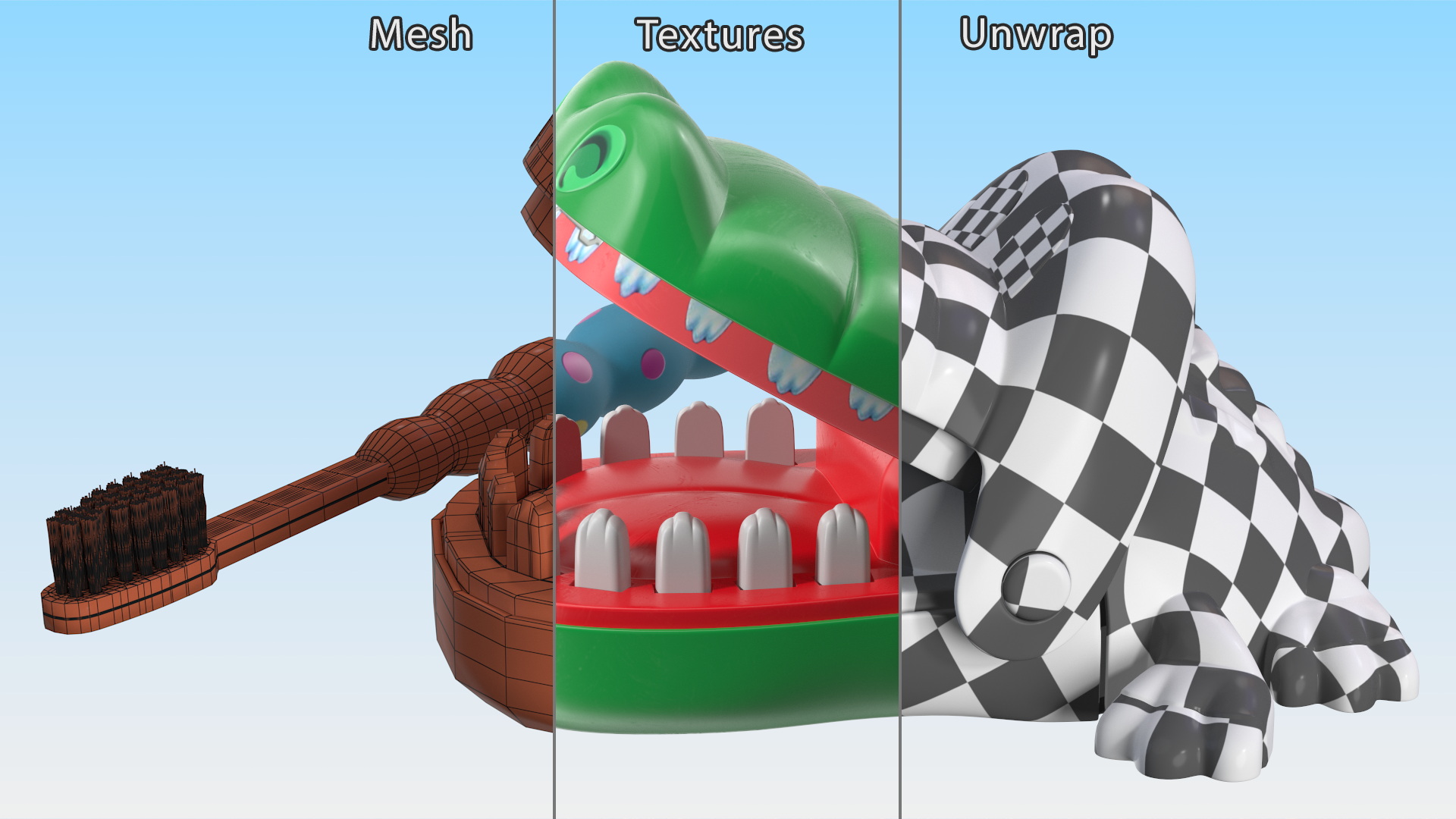 Toothbrush Kids with Crocodile Dentist Toy 3D